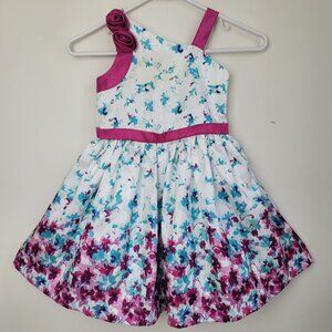 Gymboree Party Dress Dressed Up White Pink Blue Floral Wedding Formal Sz 5T